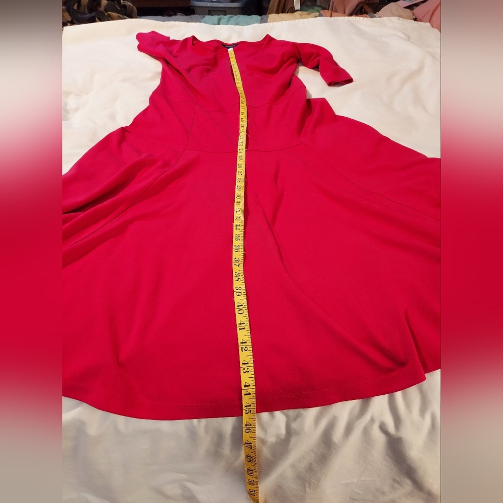 Lands' End Fuchsia Fit And Flare Midi Dress - Picture 7 of 8